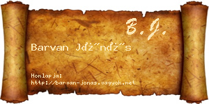 Barvan Jónás névjegykártya